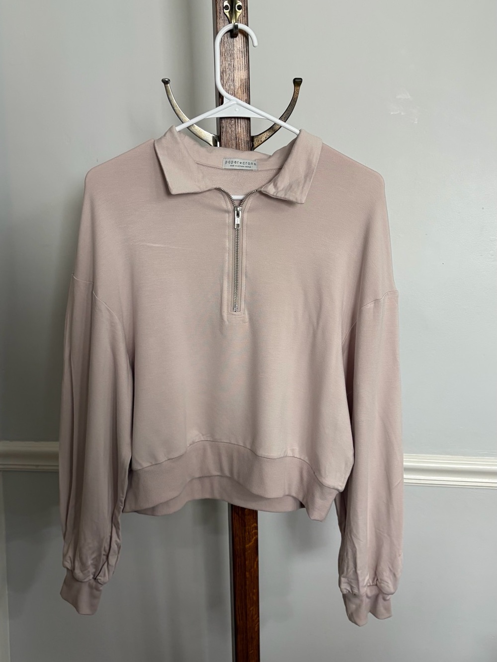 Paper Crane Dusty Rose Half-Zip Collared Pullover